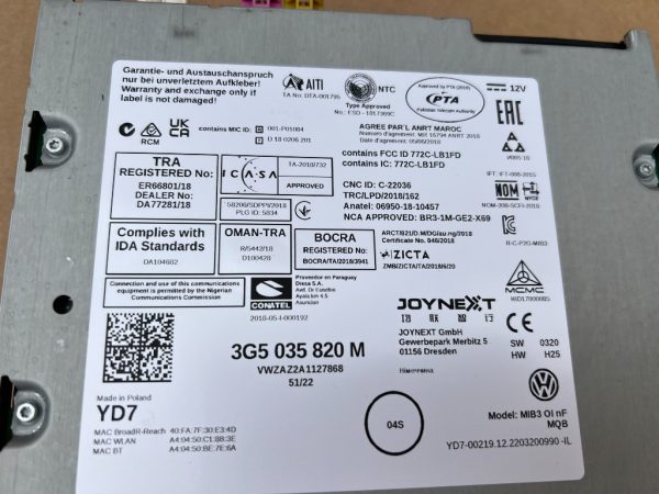 Navigatie multimedia VW Passat B8.5 din 2023 la 0 km 3G5035820M 3G5 035 820 M - Dezmembrari Auto - imagine 3